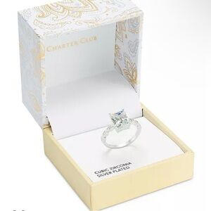 Charter Club Silver Plated Ring with Cubic Zirconia